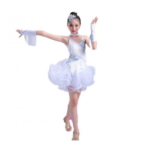 wholesale children competition latin dance dresses for school girls stage show performance latin dance skirts costumes